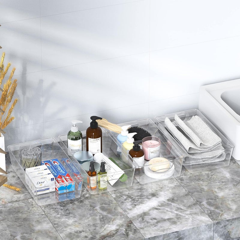 Simple Houseware 4 Pcs Kitchen Clear Bin Storage Organizer, 15" x 8" x 3.75" - Image 5